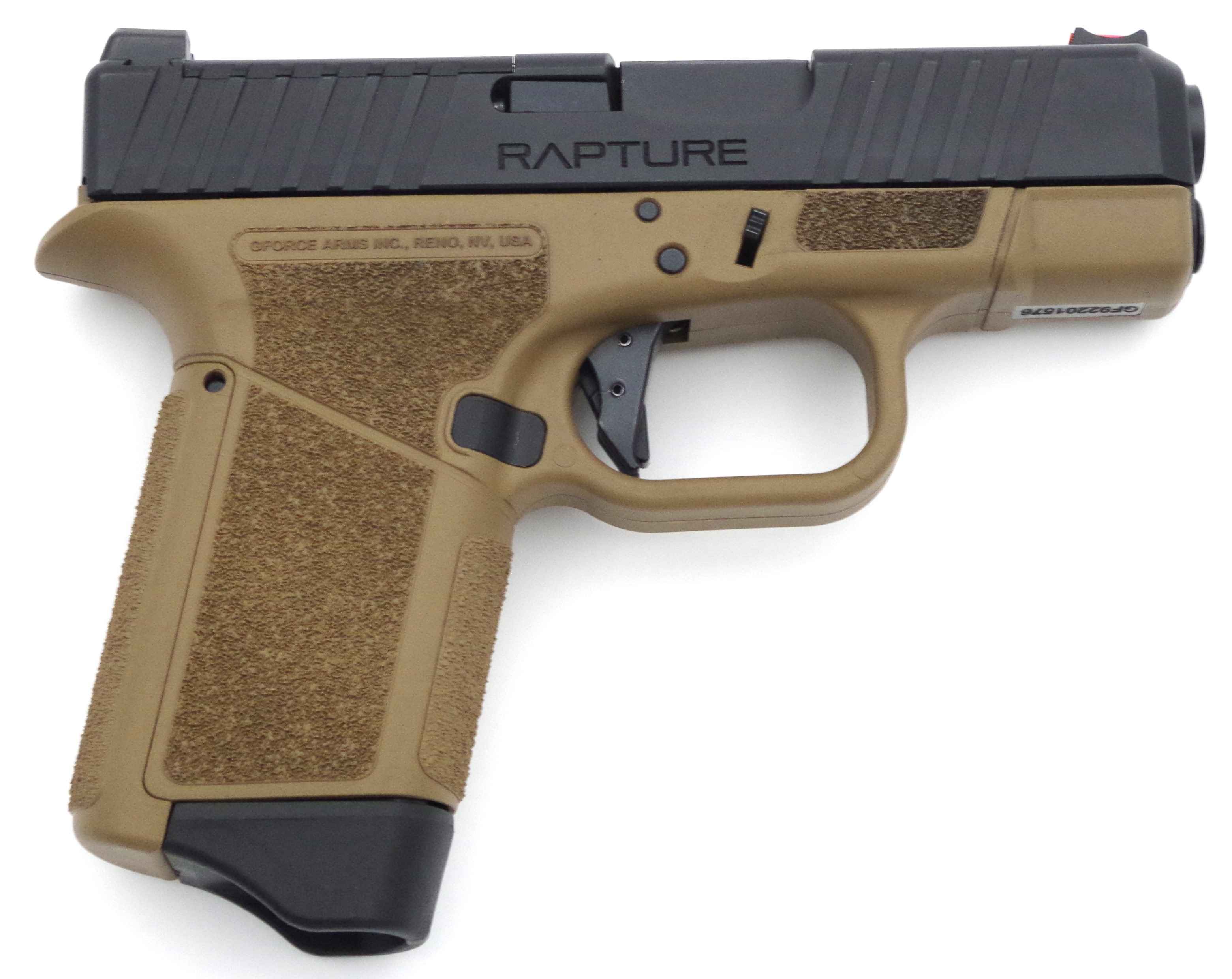 GForce Arms GF932512FD Rapture Pro 9mm 12+1 3.25" FDE Fiber Optic Sights - GForce Arms - 9mm