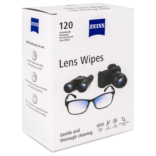 Zeiss 2451374 Lens Cleaning Wipes, 120 Count, Pre-Moistened, Streak-Free, Microfiber Material