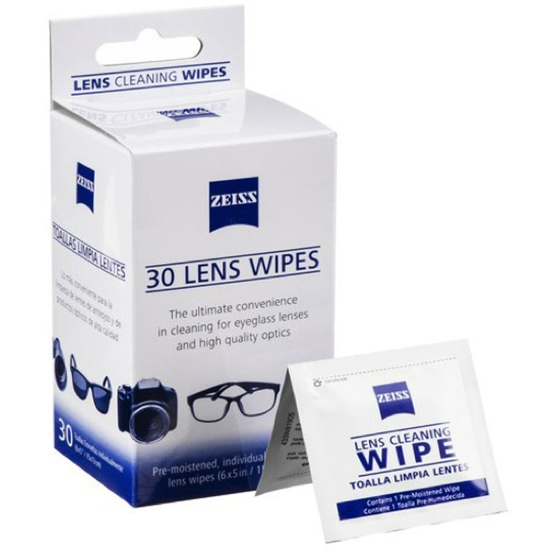 Zeiss 2462614 Lens Cleaning Wipes, 30ct - Pre-Moistened, Streak-Free, Quick-Drying, Microfiber Material