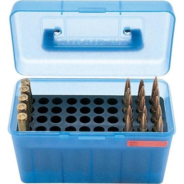 MTM Case-Gard H50RL24 Ammo Box 50rd Clear Blue Polypropylene - MTM Case-Gard - DELUXE AMMO BOX