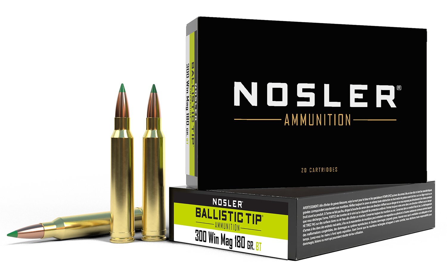 Nosler Ballistic Tip Hunting 300 Win Mag 180 gr Spitzer Bullet 20 Per Box/ 10 Cs - Nosler - SPITZER BALLISTIC TIP