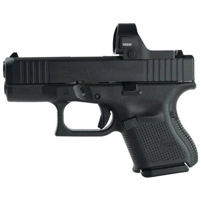 Glock V-Series Model 26 Handgun 9mm Luger 10rd Magazines (3) 3.43 Barrel Black US Made w/Viridian RFX35 Green Dot - Glock - 9mm
