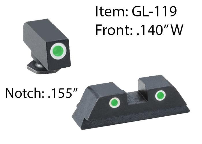 AmeriGlo Classic 3 Dot White Outline Front/Rear Night Sight Set (GL-119) - Ameriglo - STEEL