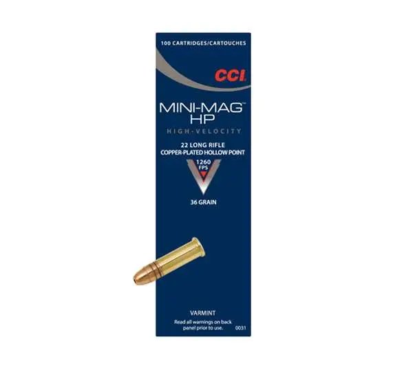 CCI Mini-Mag 0031 22LR 36gr Copper Plated Hollow Point 100 Rounds