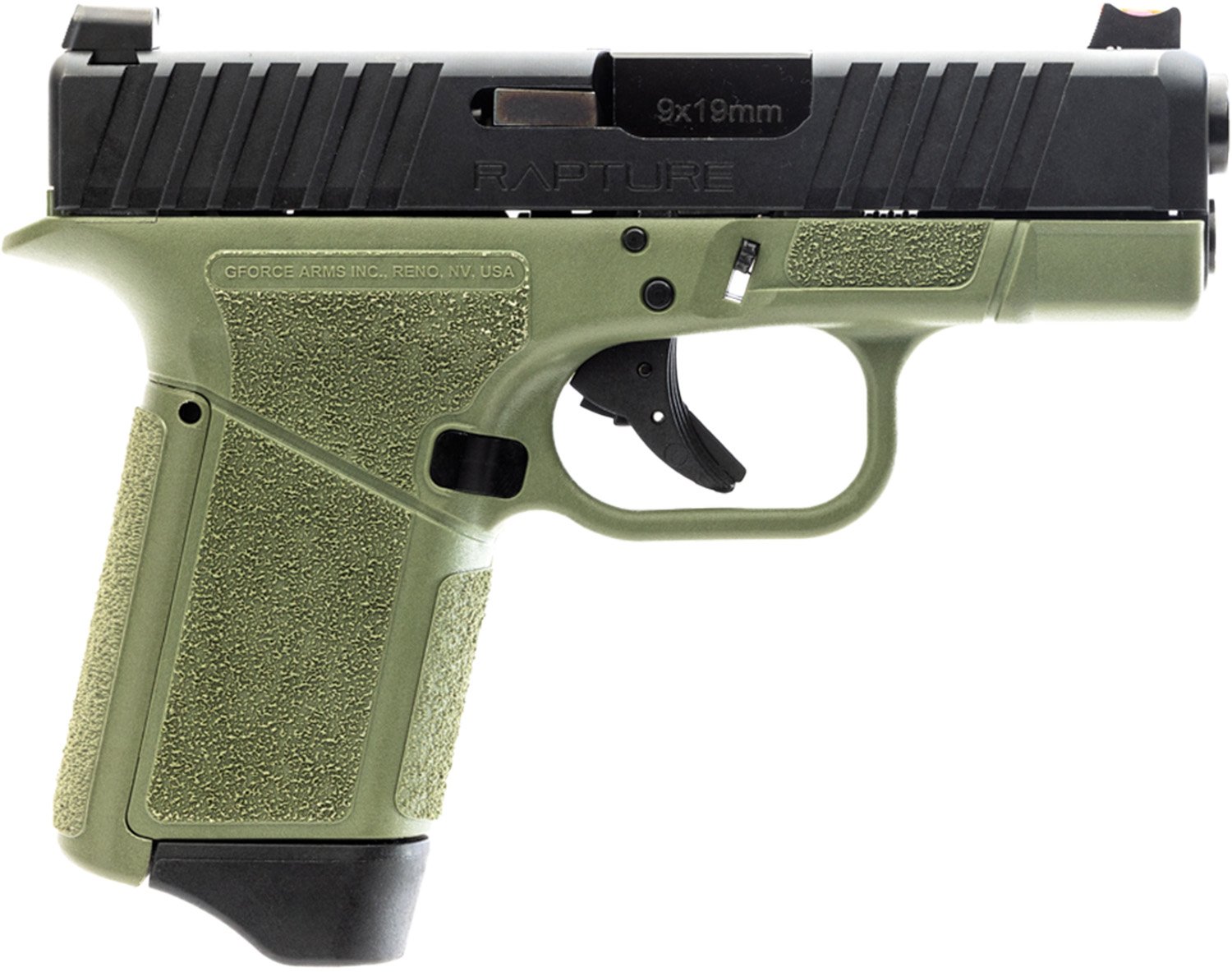 GForce Arms GF9 9mm Luger 12+1 3.250 Black|Green Polymer