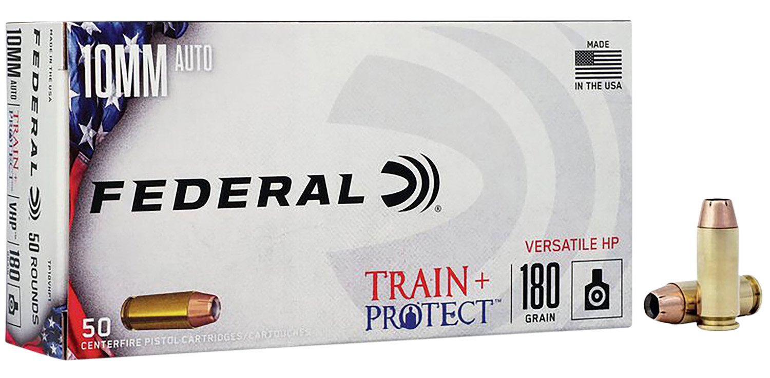 Federal TP10VHP1 10mm Auto 180 Grain Hollow Point Brass Cased 50 Rounds - Federal Premium Ammunition - VERSATILE HOLLOW POINT