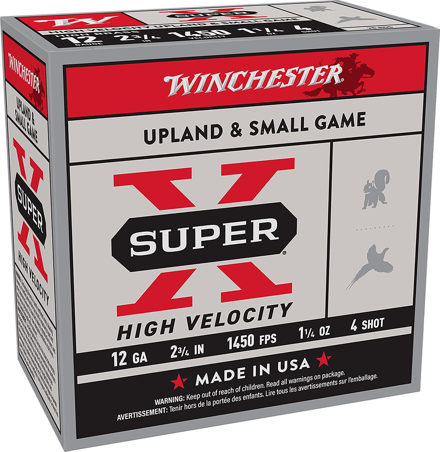 Winchester X12HV4 Super X 12Ga 2.75" 1.25oz 4Shot 1450fps 25/Box - Winchester - 12 Gauge