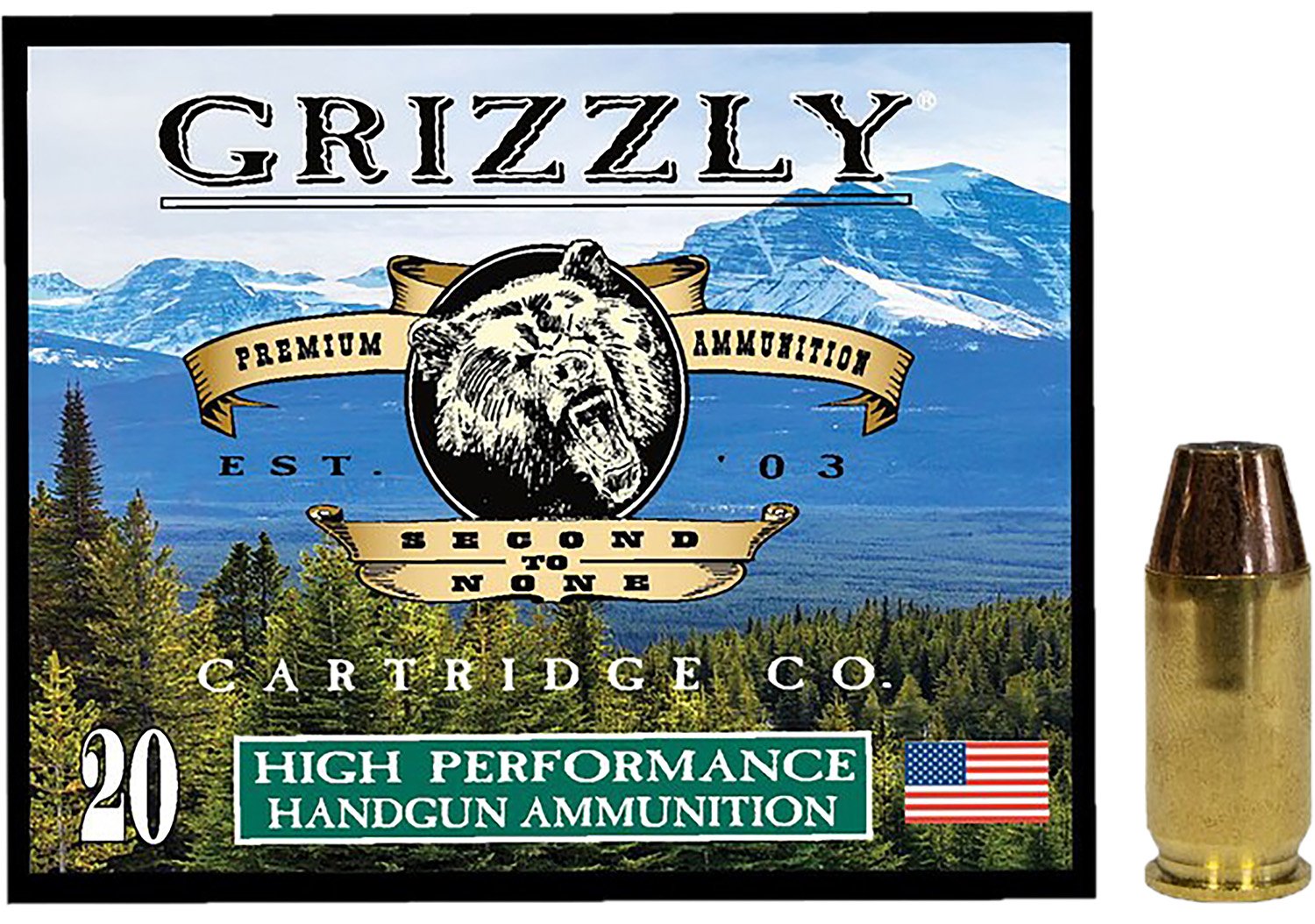 Grizzly GC45A2 45ACP 230gr JHP Ammo, 20/Box, 1000fps, 511ft-lbs - GRIZZLY - 45 ACP