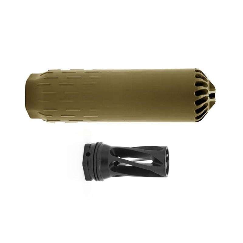 Huxwrx Flow 6K Suppressor 3D-Printed Stainless Steel FDE Finish - HUXWRX - 6MM