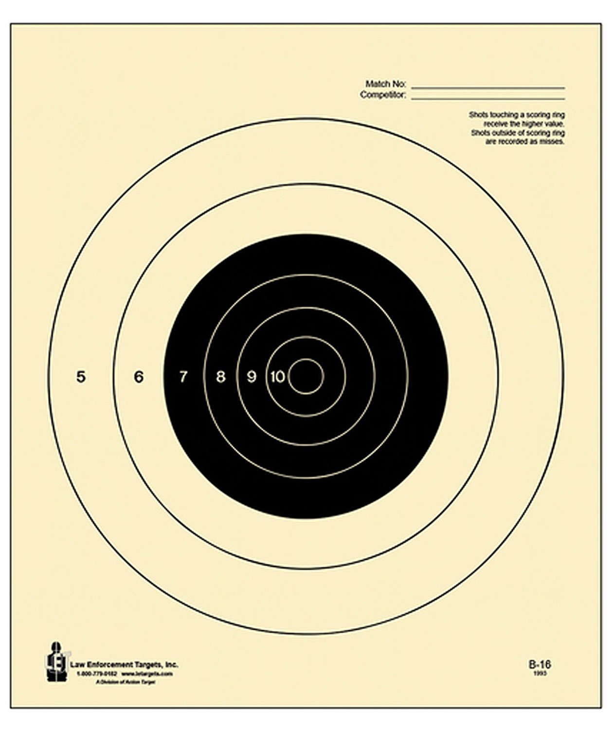 Action Target B16100 25-Yard Slow Fire Pistol Target 10.5"x12" 100 Pack - Action Target