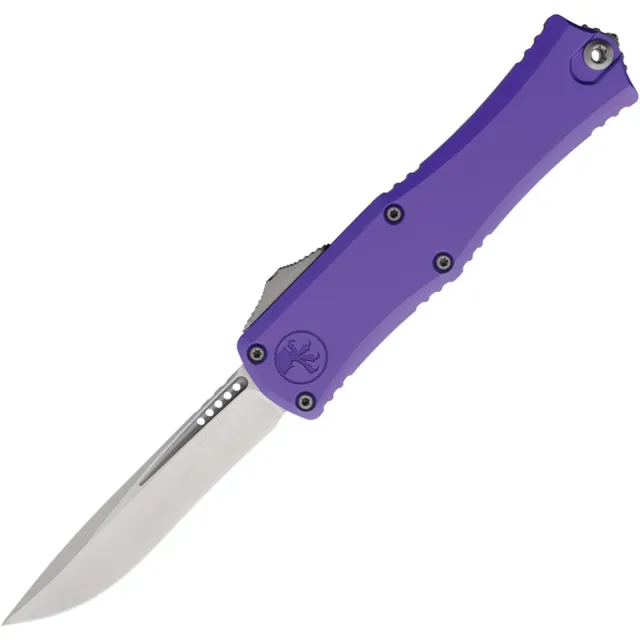 Microtech Hera II Mini 2.96 In Recurve Stonewash Purple Alum Handle