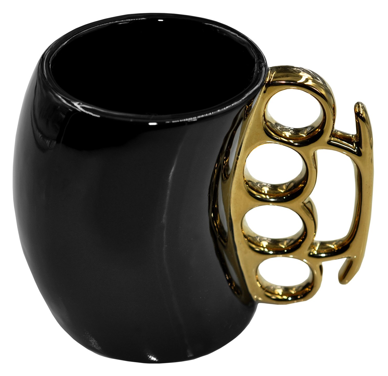 Caliber Gourmet CBGM1026 Brass Knuckle Mug Black Gold Ceramic - Camp Chef