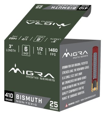 MIGRA M410B6 Bismuth Mono 410GA 3" #6 1/2oz 1460FPS 25 Rounds