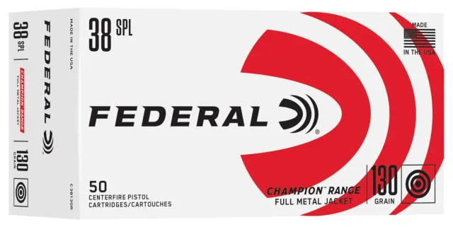 Federal Ammunition FDR 38SP 130GR RANGE FMJ 50RD 38 Spl .000 - Federal Premium Ammunition - 38 Spl