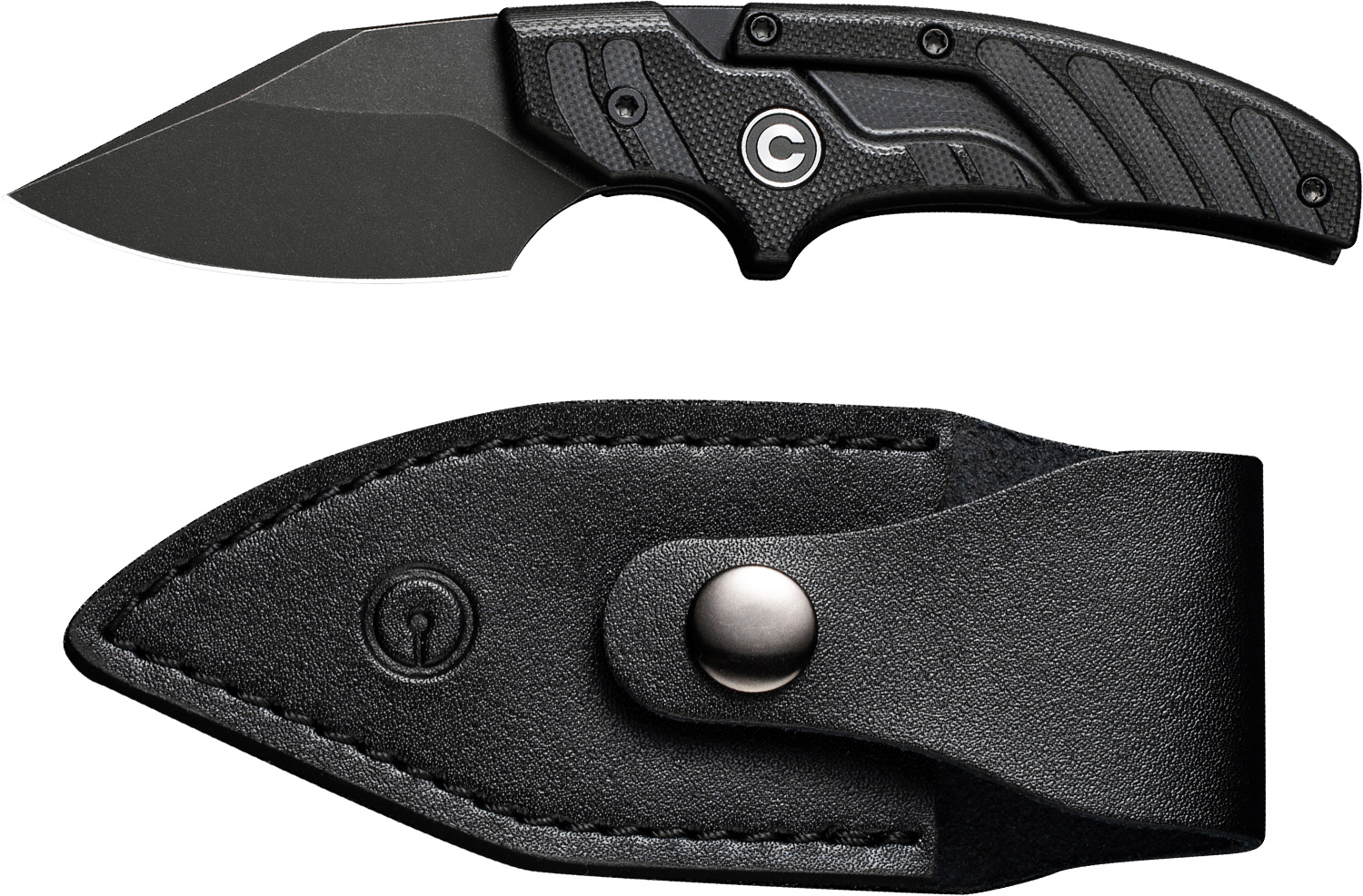 Civivi CIV TYPHOEUS ADJ FXD BLD DGR Black Leather Sheath .000