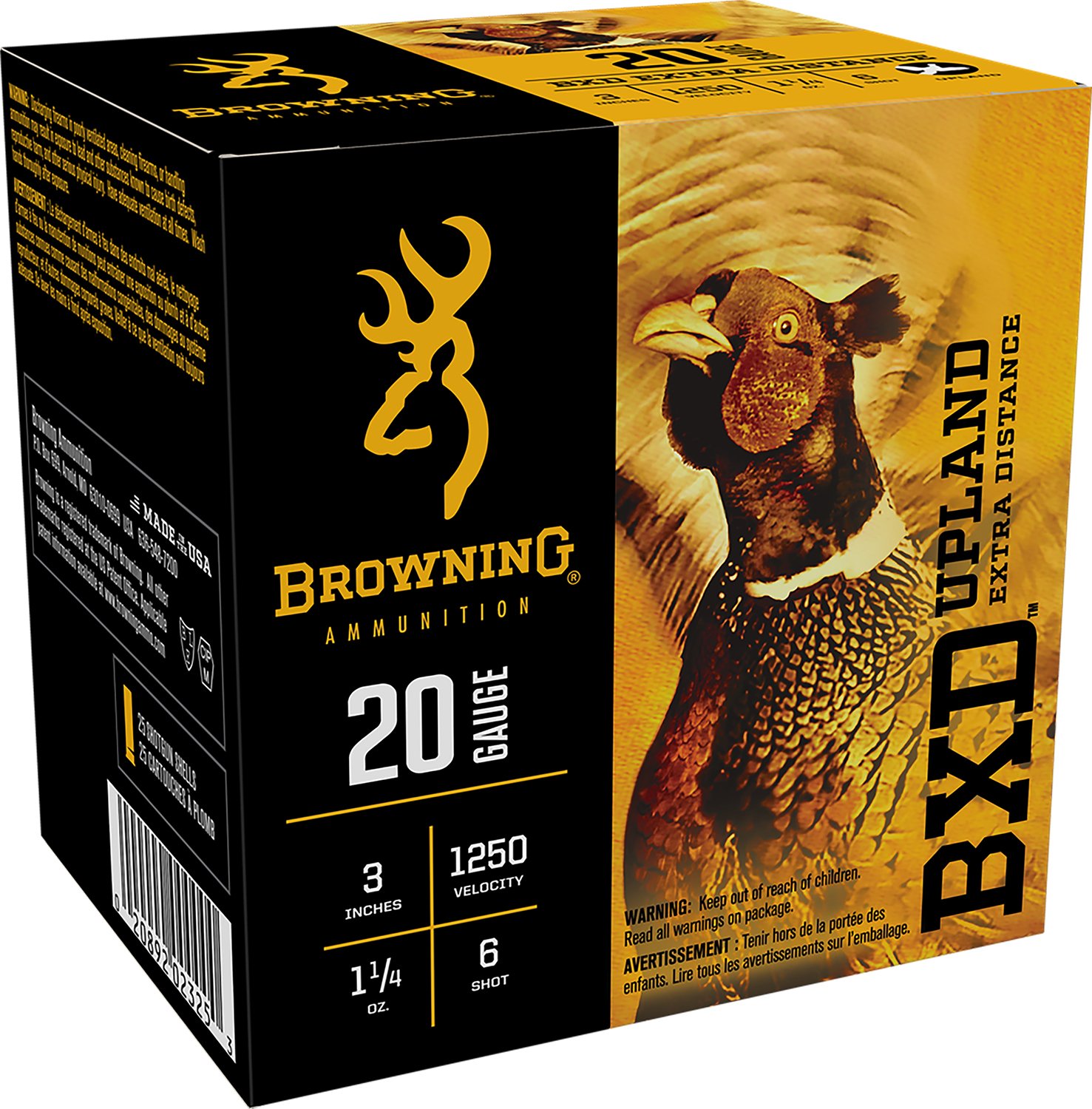 Browning BXD Upland 20 Gauge 3" 1 1/4 oz 1250 fps 6 Shot - Browning - 20 Gauge
