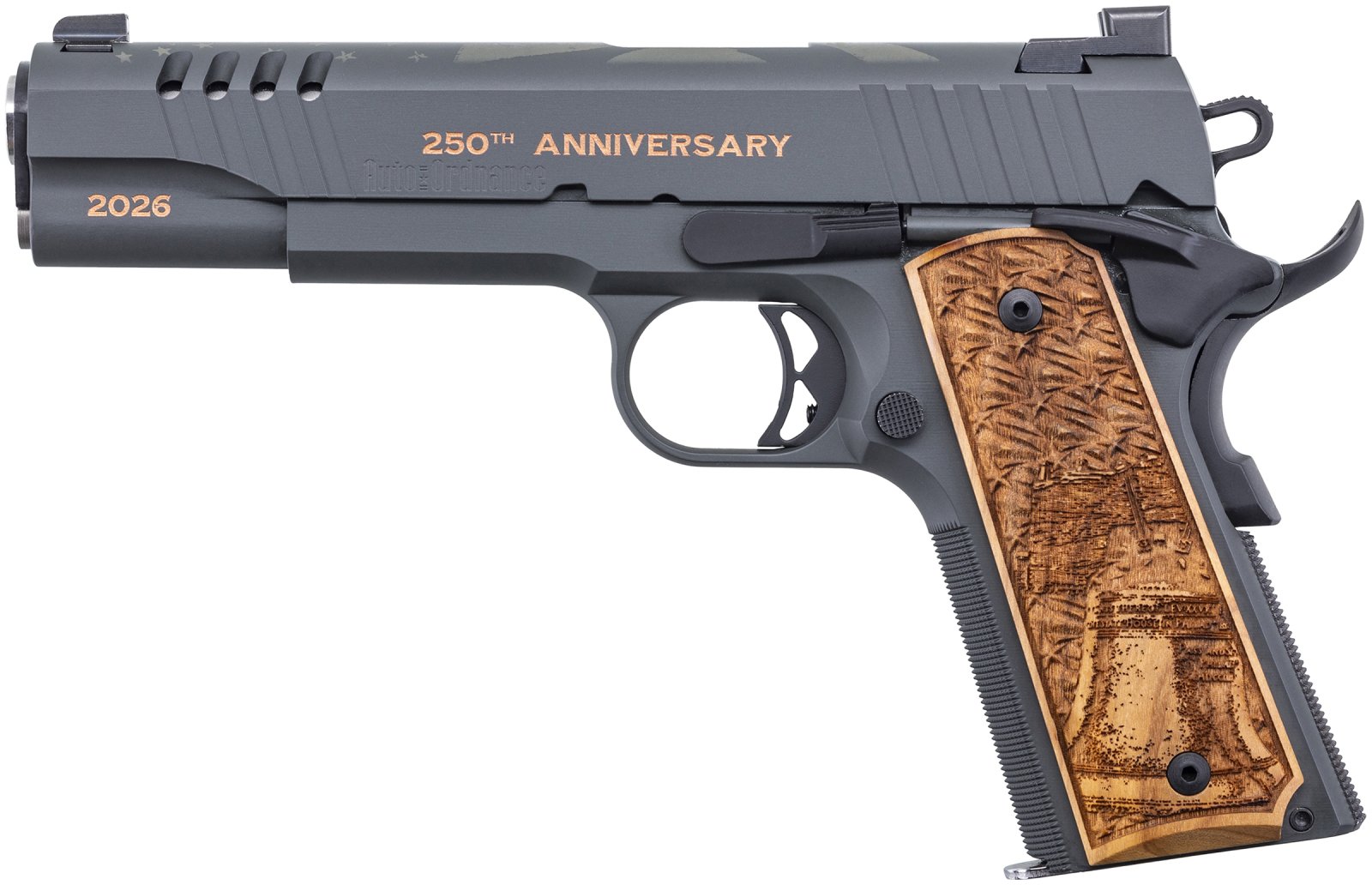 Auto-Ordnance - Thompson 1911TCAC19 1911 USA 250th Anniversary 45 ACP 5" Black, Gray, & Copper Cerakote Semi-Auto Pistol