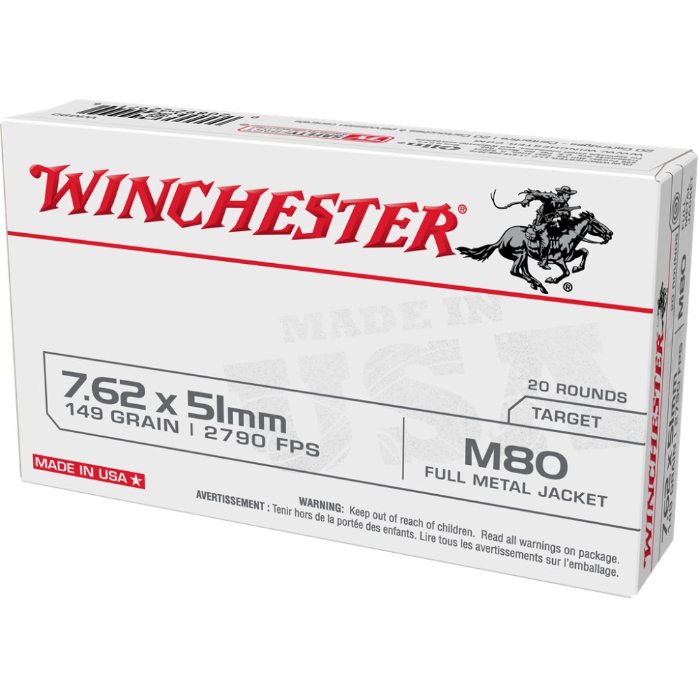 Winchester WM80 7.62x51mm NATO 149gr Full Metal Jacket 20 Rounds