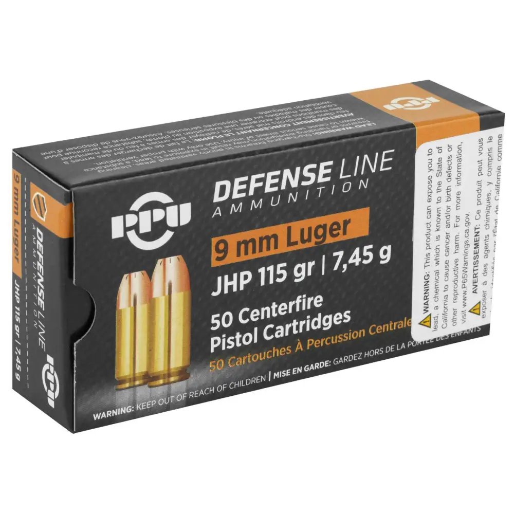 PPU PPD91 Defense 9mmLuger 115gr Jacketed Hollow Point 50 Per Box/20 Case - Prvi Partizan - 9mm