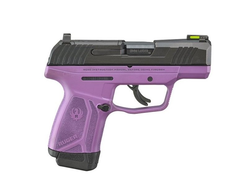 Ruger 9MM Luger 12+1 3.20 Black Slide/ Cerakote Purple Frame  - Ruger