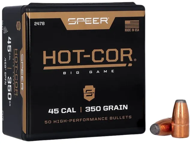Speer 2478 Hot-Cor 45 Cal 350gr Soft Point Flat Nose Bullets 50/Box - Speer - 458 Caliber