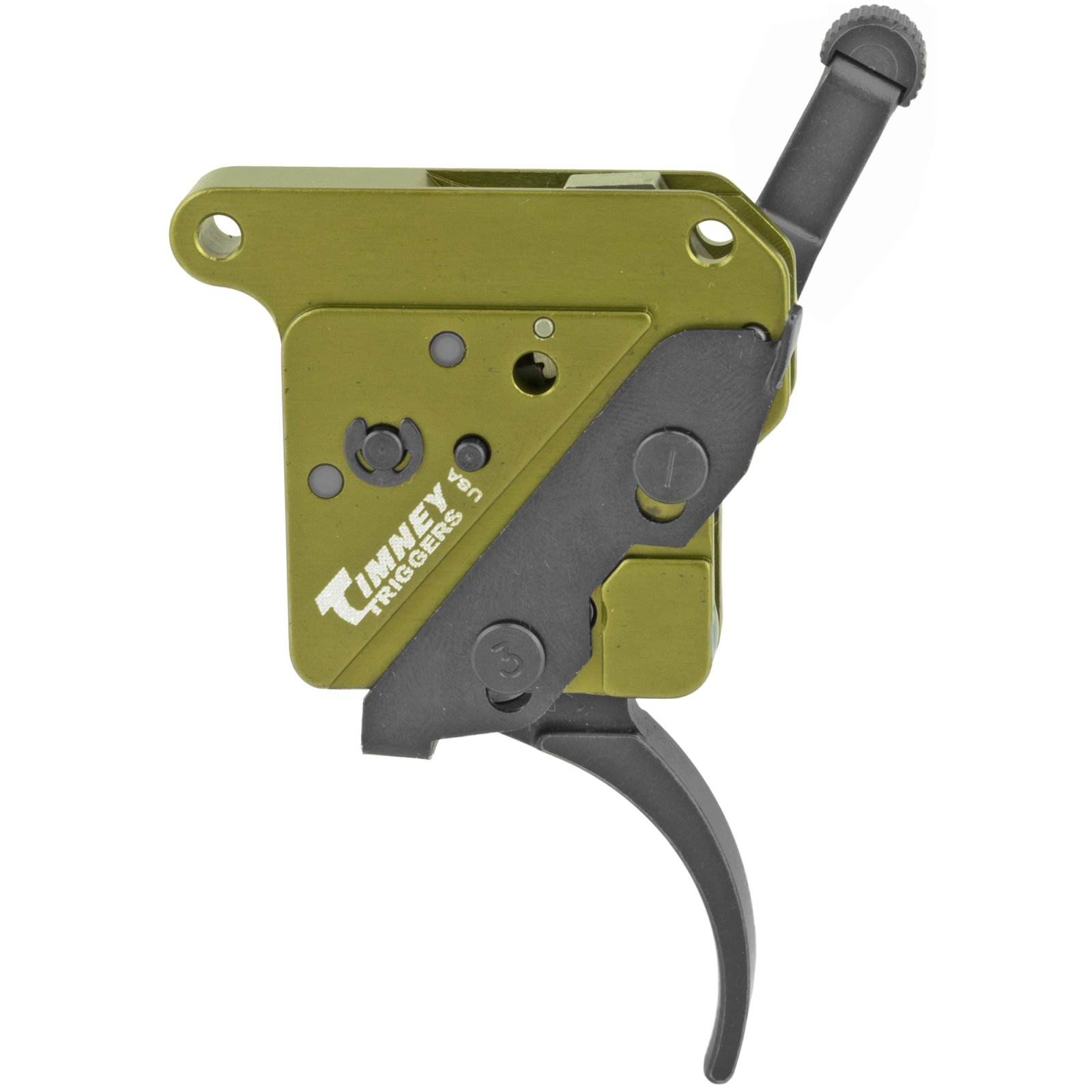 Buy Timney Triggers 510V2THIN Elite Hunter Thin Curved Trigger for Remington 700 Right - 3 lbs Draw Weight & Black/Green Finish online