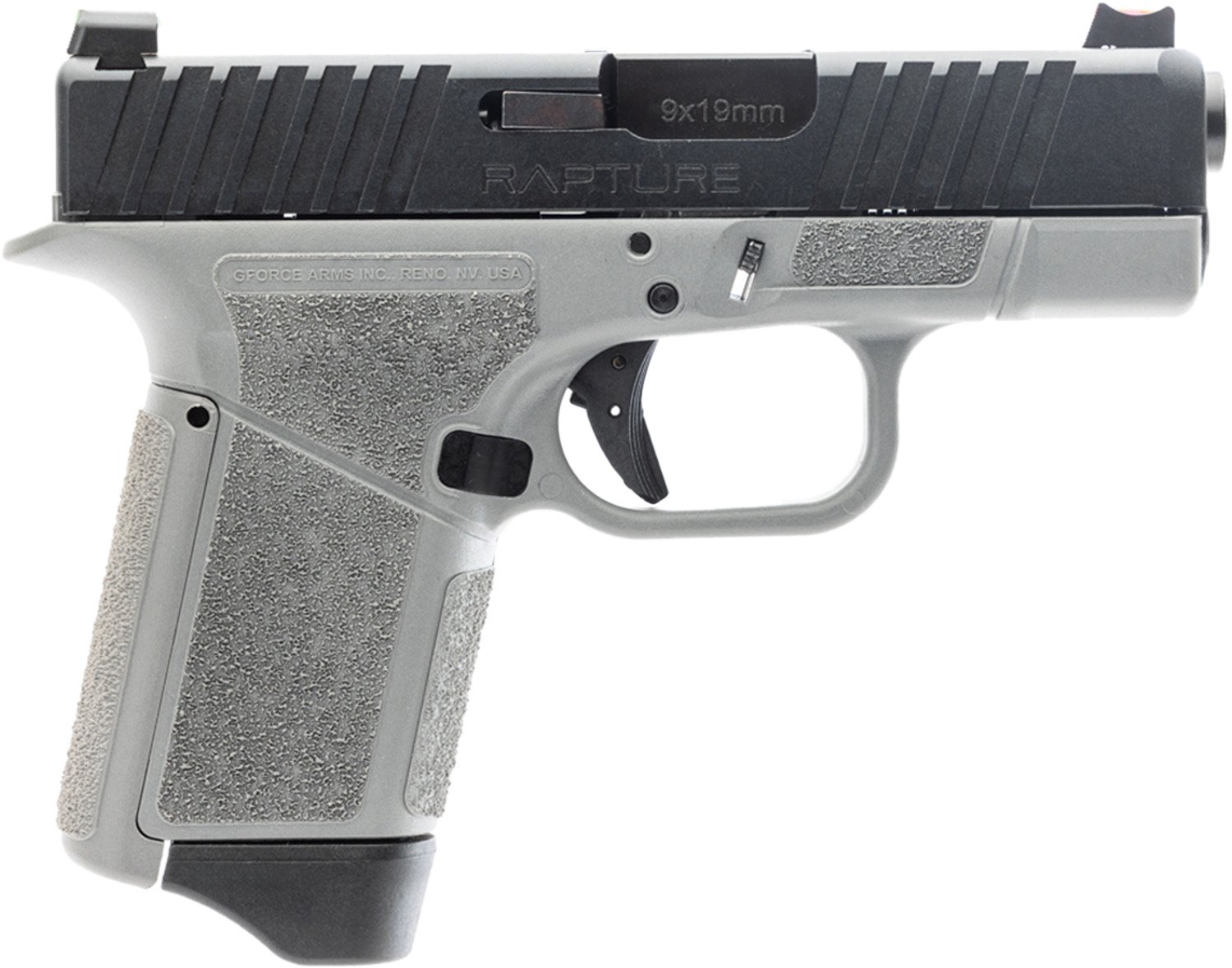 GForce Arms GF9 GF9 9mm Luger 2 Diff Backstraps 0,2 Degree 12+1 3.250 Black|Gray Polymer