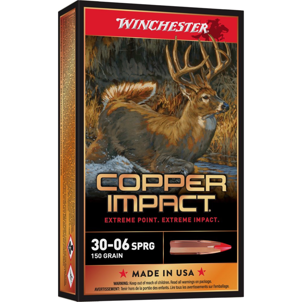 Winchester X3006DSLF 30-06 Springfield 150 Grain Copper Impact 20/box - Winchester - COPPER EXTREME POINT LEAD-FREE