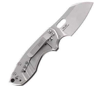 Pilar EDC Folding Knife 2.4" Plain Satin Blade, Bead Blast Stainless Handle, 5.94" Overall Length - Columbia River Knife & Tool