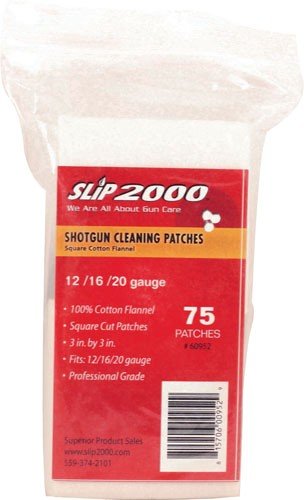 Slip 2000 60952 Cotton Cleaning Patches 3" Sq 12/16/20GA 75-Pack - Slip 2000 - .12/.16/.20 GAUGES
