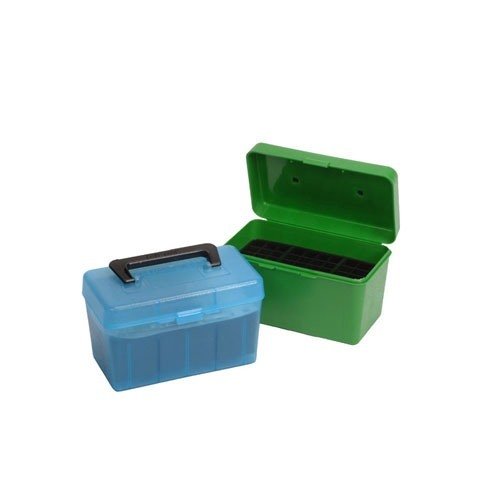 MTM Case-Gard Deluxe H-50-XL Rifle Ammo Box - Clear Blue - 50 Round Capacity - Ultimate Ammo Protection - MTM Case-Gard - 375 REMIN