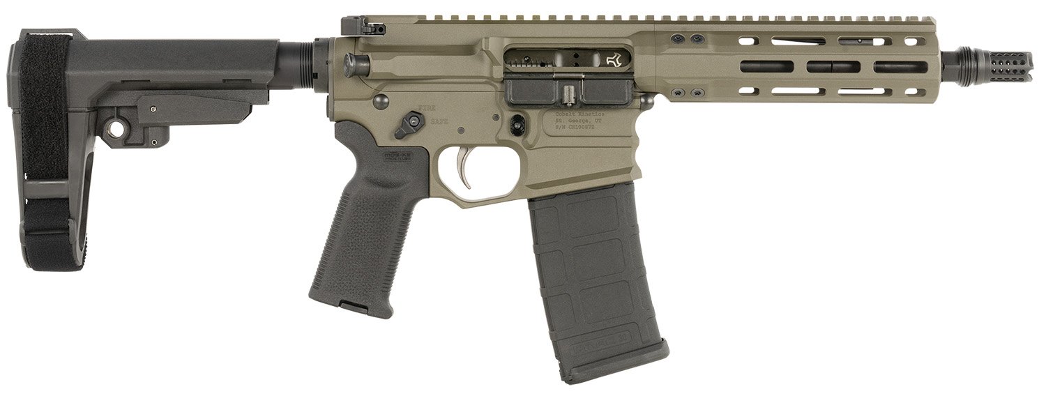 Cobalt Kinetics CKPROLITE30075CKG Pro Lite 300 Blackout 30+1 7.50" Black Melonite Barrel, CK Green Aluminum Receiver w/Picatinny Rail, Black Polymer SB Tactical SBA3 Brace, Black Polymer Grip - COBALT - .300 AAC Blackout (7.62x35mm)