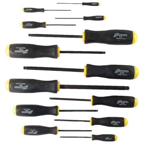 Bondhus 10632 8-Piece Standard Hex Screwdriver Set .050-5/32