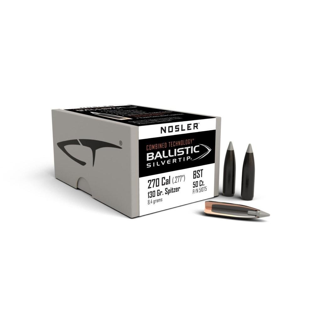 Nosler NOS 51075 Ballistic Silvertip .270 Cal 130gr Spitzer 50ct