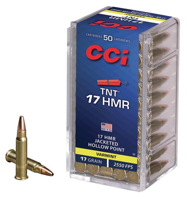 CCI TNT Rimfire Ammunition .17 HMR 17 gr TNT JHP 2550 fps 2000/ct Case (40-50/ct Boxes) - Cci - 17 HMR