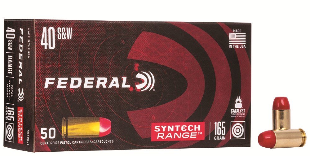 Federal AE40SJ1 40 S&W 165 Grain Total Synthetic Jacket 50 Rounds - Federal Premium Ammunition - TOTAL SYNTECH JACKET FLAT NOSE