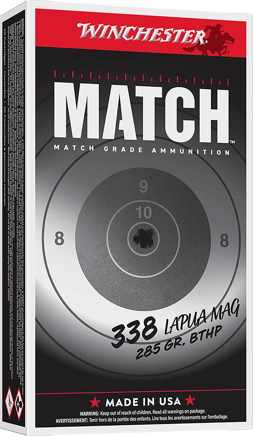 Winchester Ammo S338LM2 Match 338LapuaMag 285gr Boat Tail Hollow Point 20 Per Box/10 Case - Winchester - BOAT TAIL HOLLOW POINT