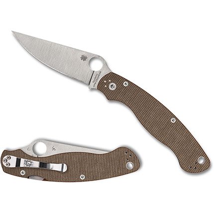 Spyderco C36MPCW2 Military 2 Brown Canvas Micarta CPM CRU-WEAR Knife - Spyderco