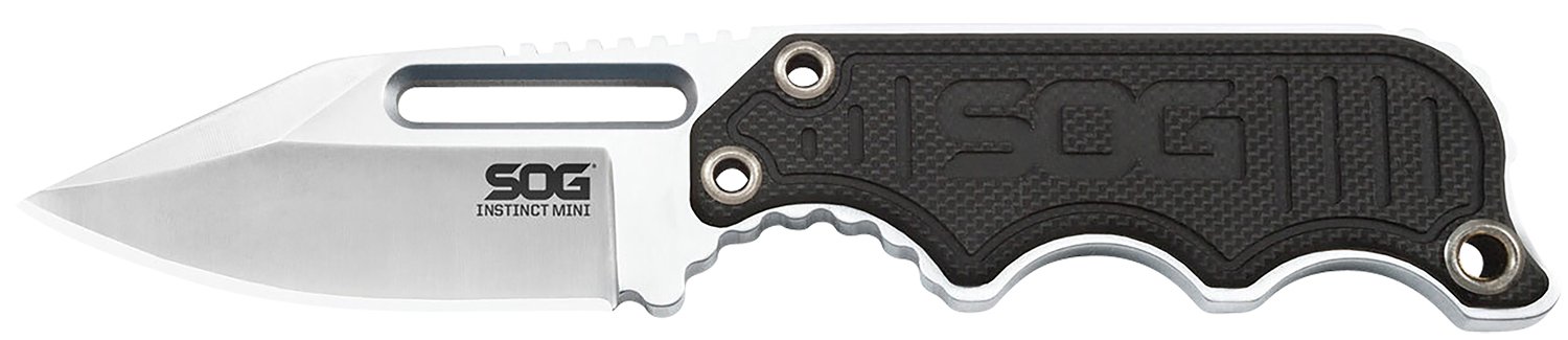 SOG SOG-NB1002-C Instinct Mini 1.90" Fixed Blade Knife Black/Silver Handle