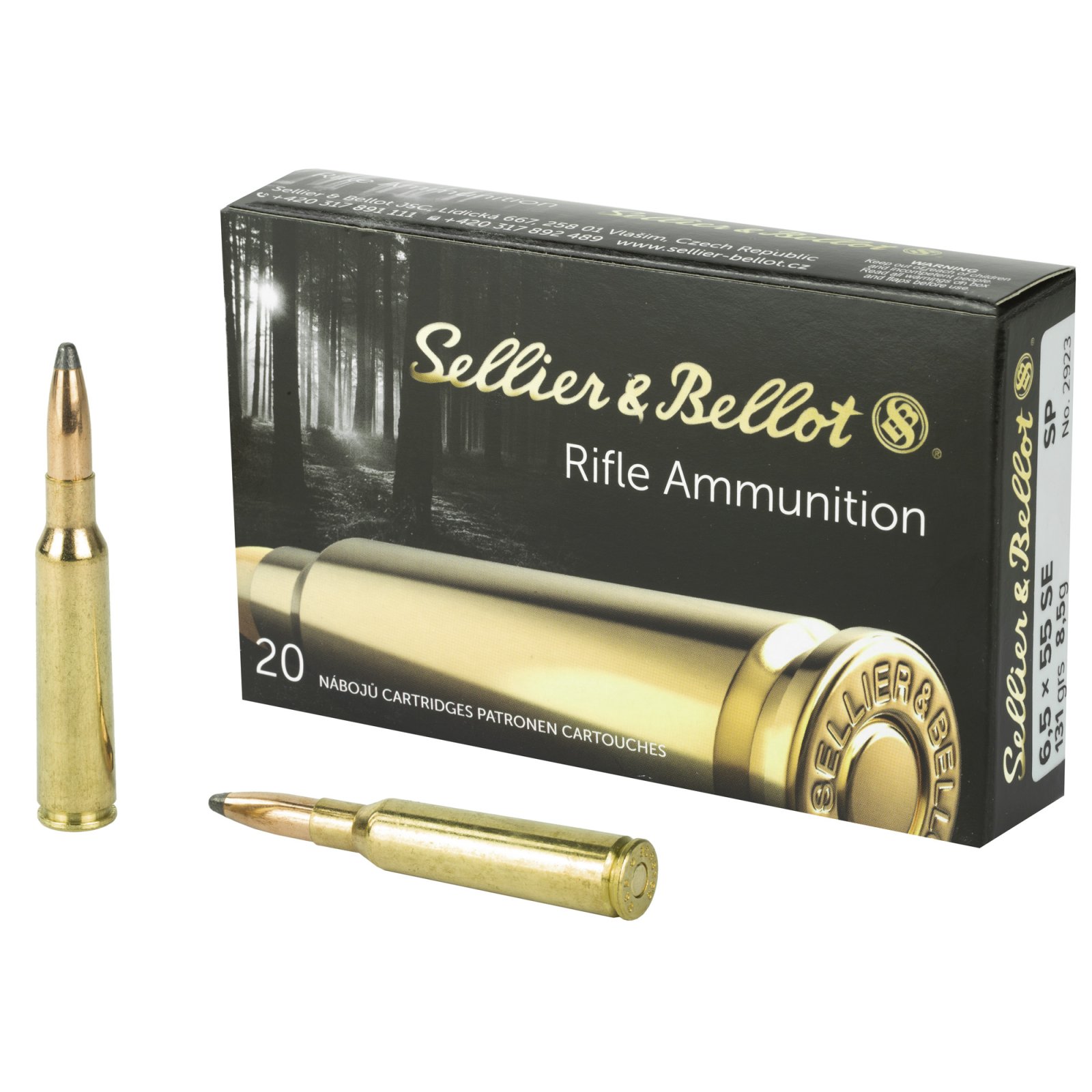 Sellier & Bellot SB6555A 6.5x55 Swedish 131gr Soft Point Ammo 20 Rounds