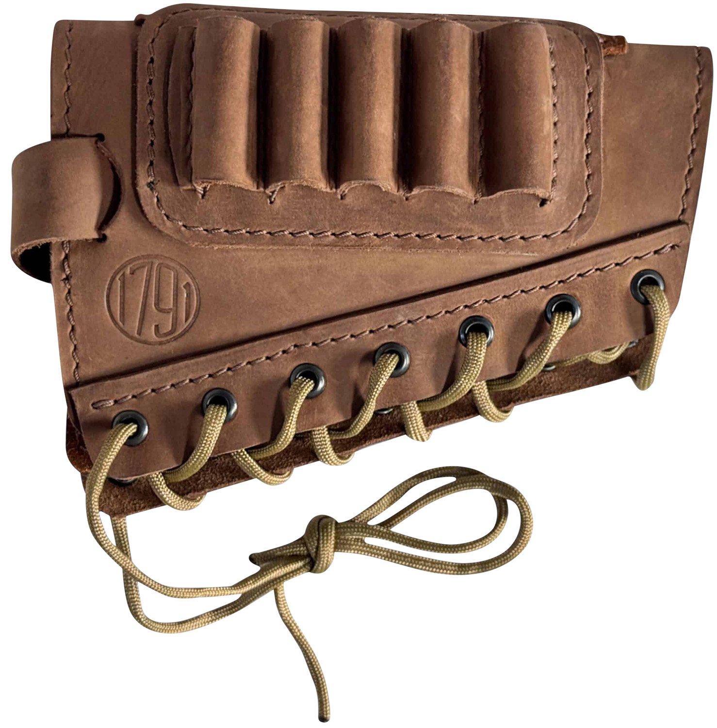 1791 Gunleather HNTBAMRBRWR Butt Cuff Ammo Holder Brown Leather 5 Shells - 1791 Gunleather - BROWN