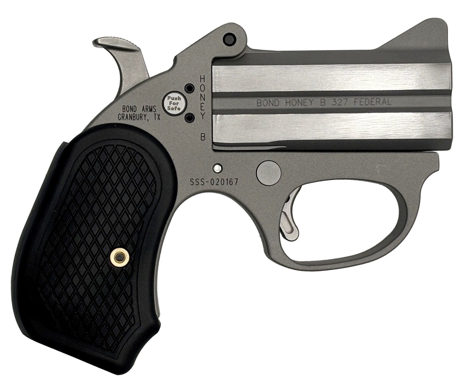Bond HONEY-B (STINGER SERIES) THIN STAINLESS STEEL FRAME 327FED 3IN BARREL 2RD SILVER THE ROUGH SERIES FINISH B6 EXTENDED GRIPS BAHB - 327 FED - BOND ARMS