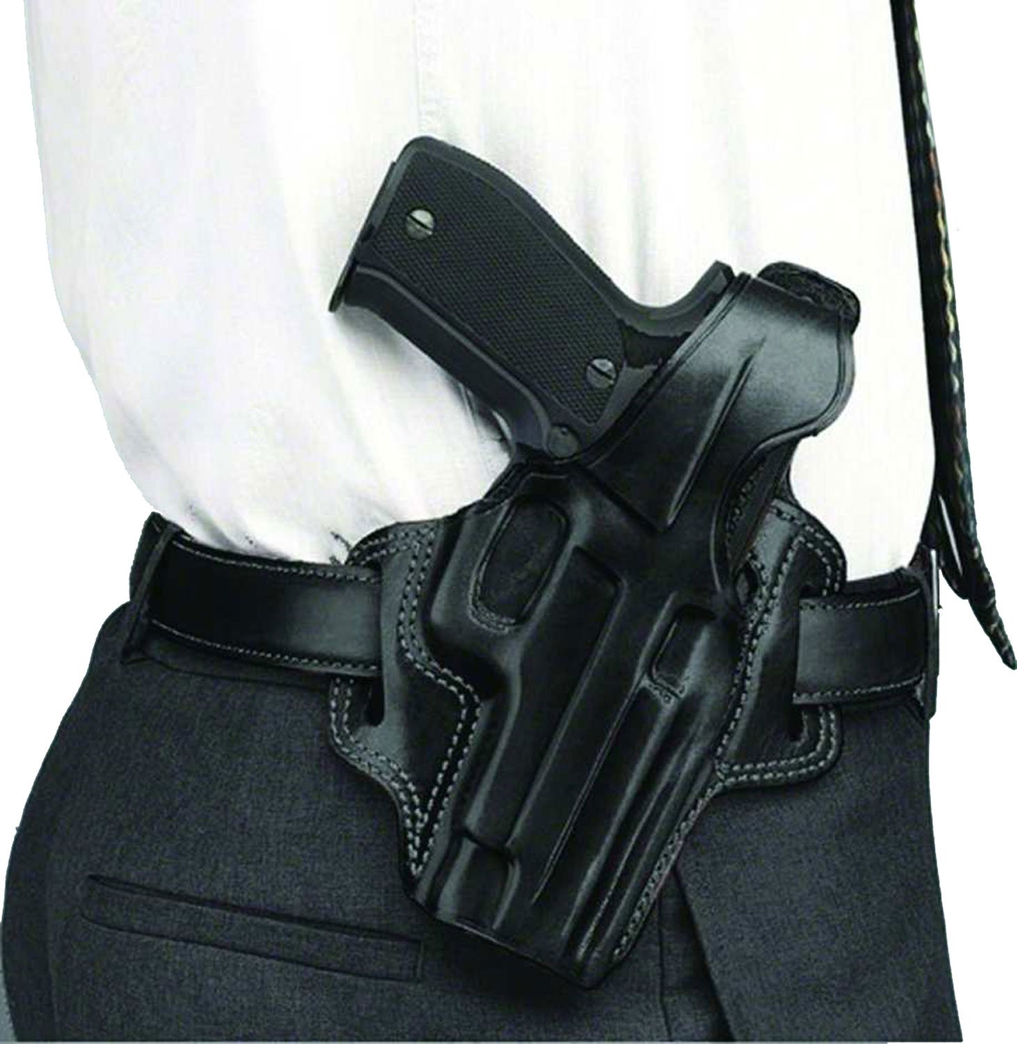 Galco FL104B Fletch OWB Black Leather Holster for Ruger GP100, S&W L Frame