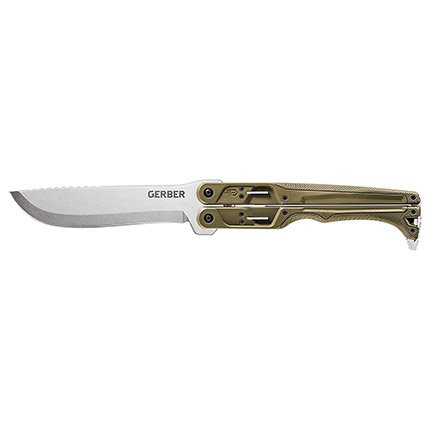 Gerber Doubledown Machete SW/PL Butterfly Open 6.75" Green Handle - Quad Lock Mechanism - Model 30-001533