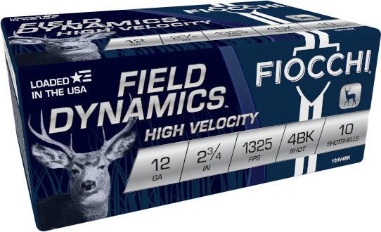 Fiocchi 12HV4BK Field Dynamics 12 Gauge 2.75" 4 Buck 10rd - Fiocchi - 12 Gauge