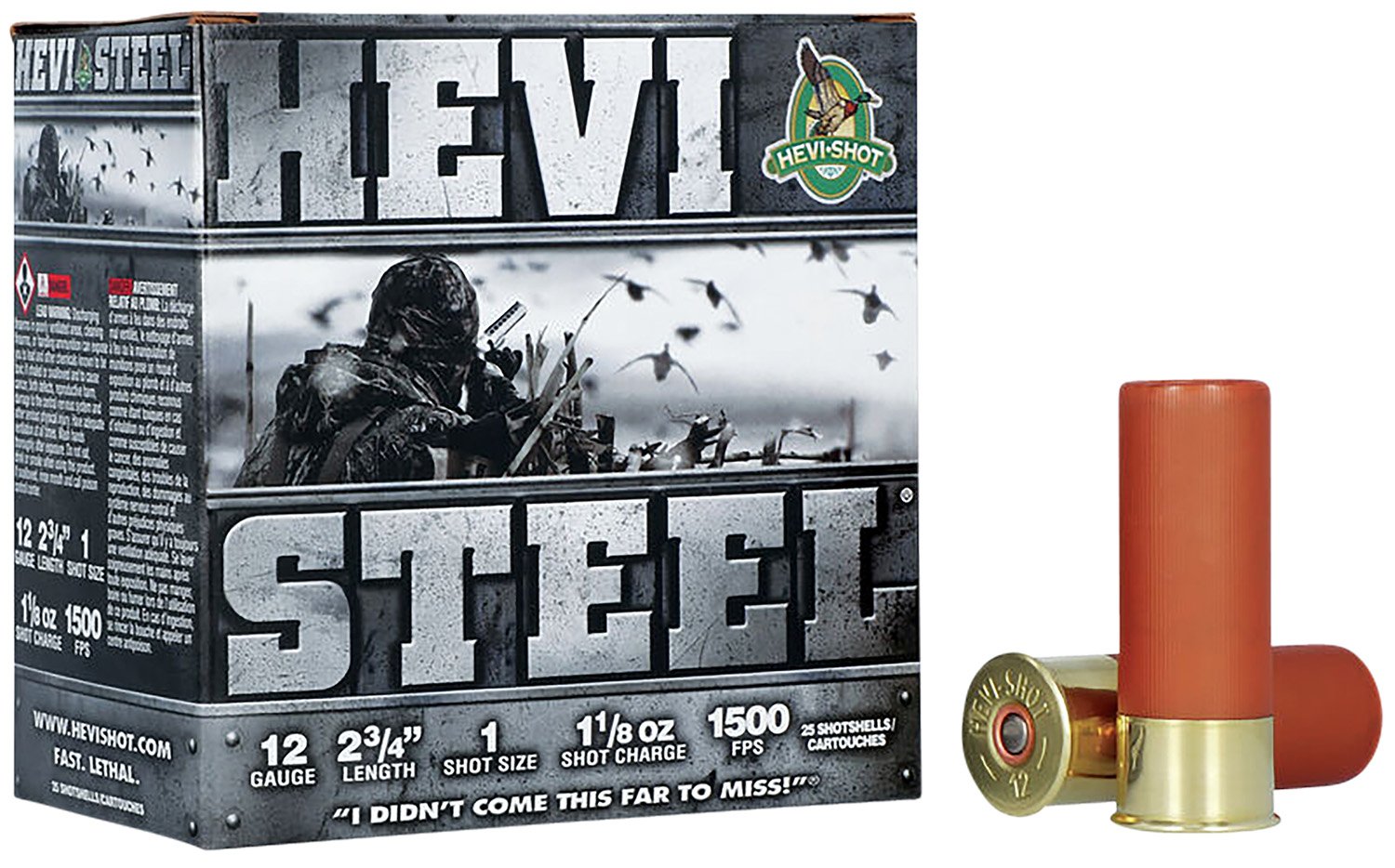 HEVI-Shot HS61221 12 Gauge 2.75" 1 1/8oz #1 Steel Shot 1500fps 25/Box