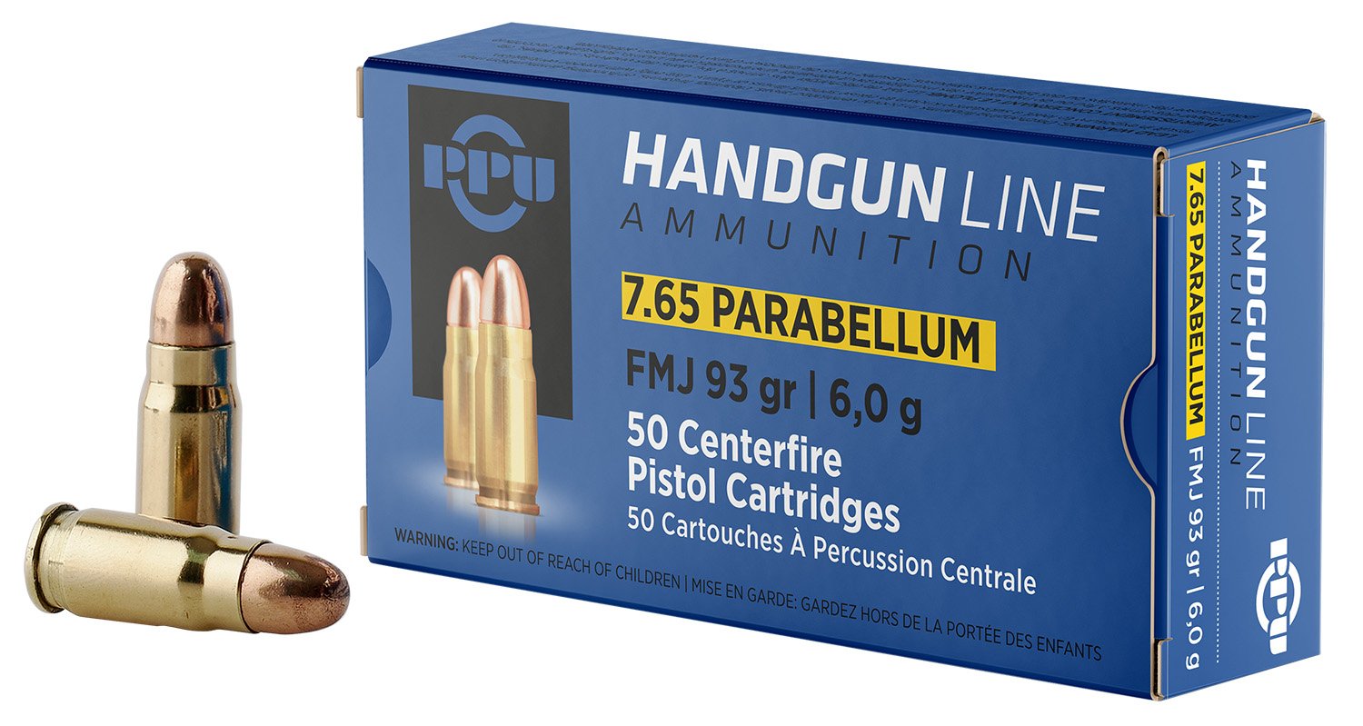 Prvi Partizan PPH765P 7.65x21mm 93gr FMJ Handgun Ammo 50 Rounds