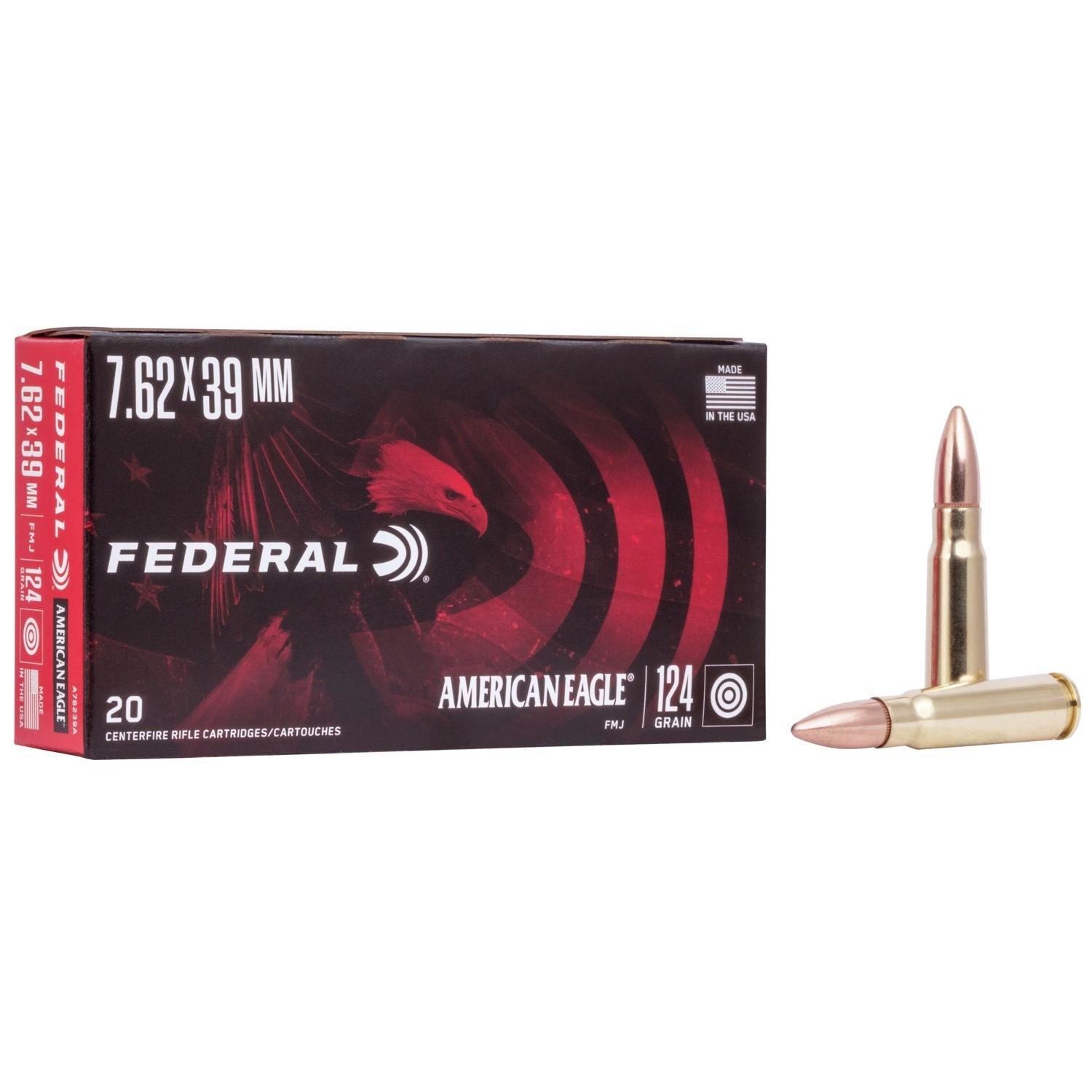 Federal A76239A 7.62x39mm 124 Grain Full Metal Jacket 20 Rounds - Federal Premium Ammunition - FULL METAL JACKET