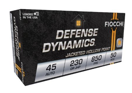 Fiocchi 45ACP 230gr JHP Ammo - 45T500, Brass Case, 875fps - Fiocchi - JACKETED HOLLOW POINT