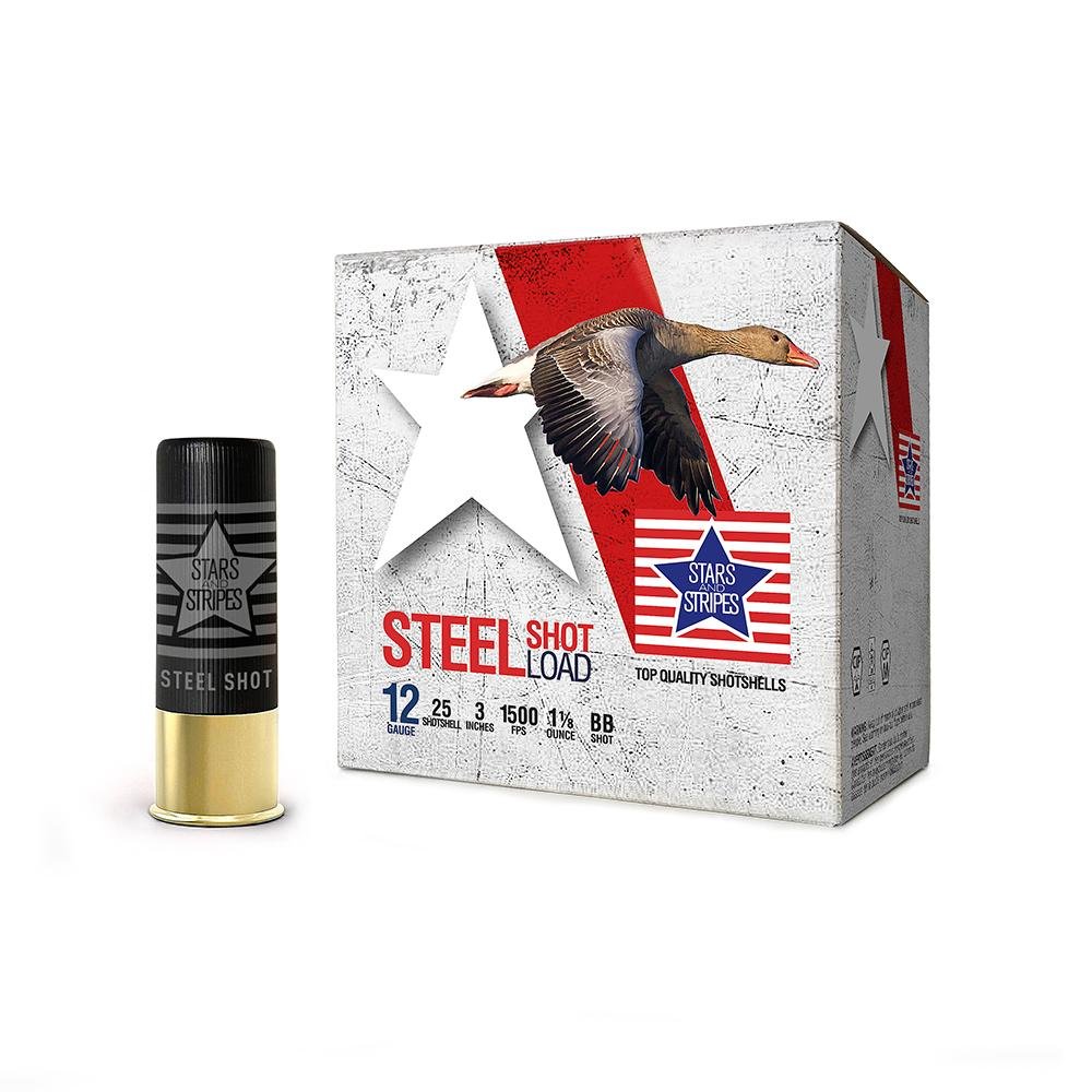 Buy PPU Stars & Stripes Steel Shotshell 12ga 3"  1-1/8 oz 1500 fps #BB 25/ct online